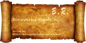 Borovszky Rabán névjegykártya